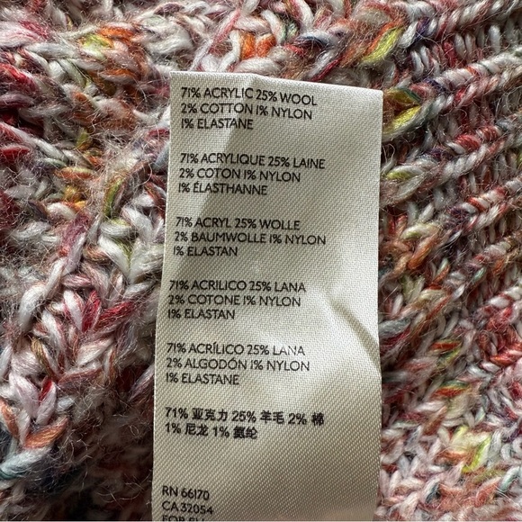 Free People Multicolor Chunky Knit Cardigan Neon Trim Slouchy Fit Size L Boho - Picture 12 of 15